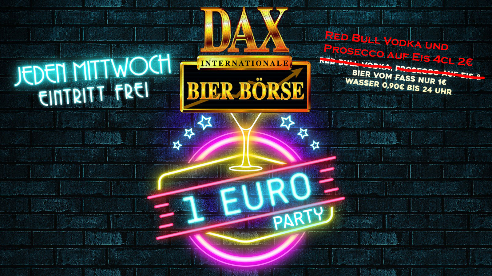 Jeden Mittwoch – 1 Euro Party – Eintritt Frei!